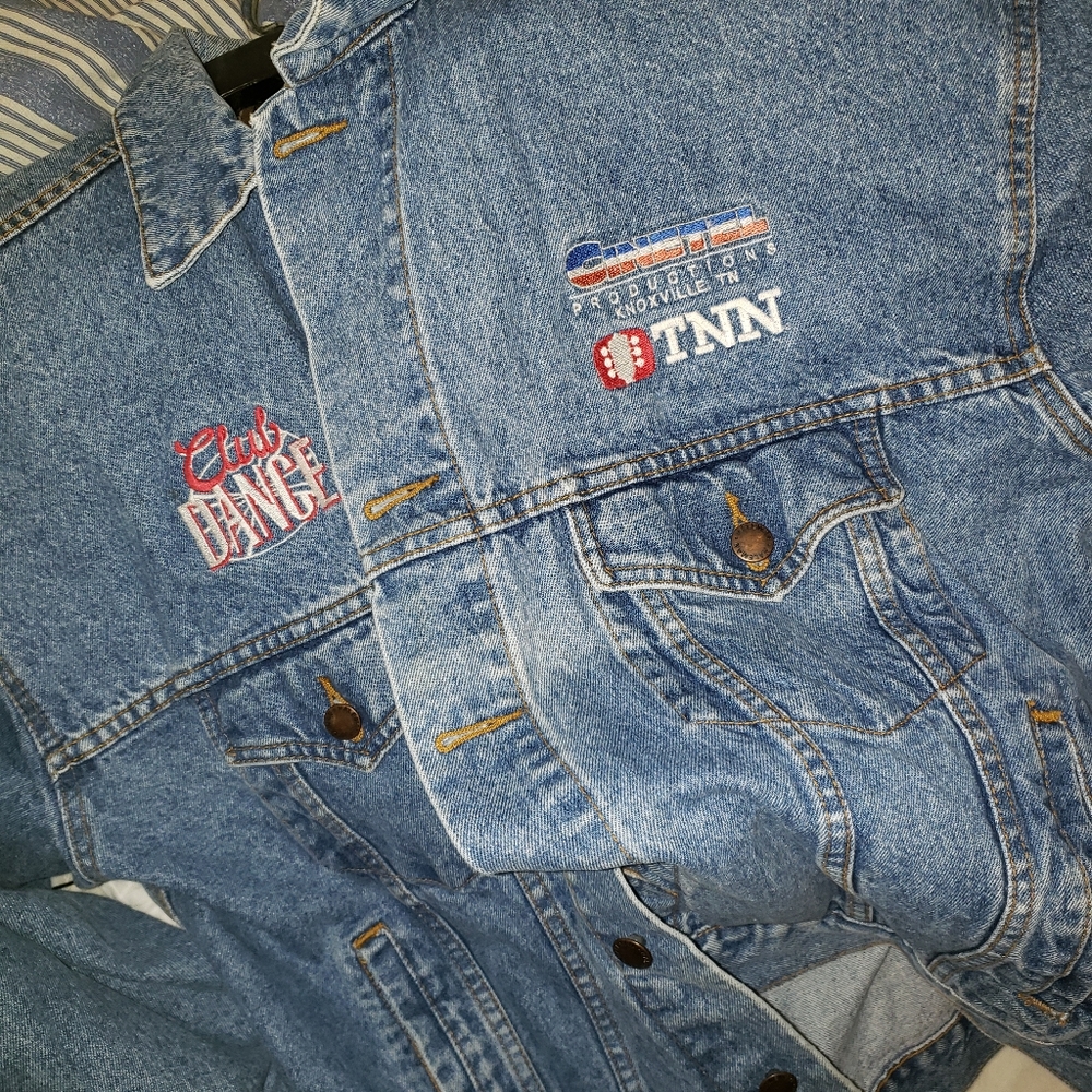 Vintage denim jacket with embroidered logos